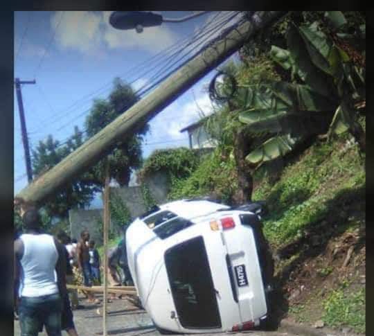 Passengers taken to hospital after van hit Electricity Pole