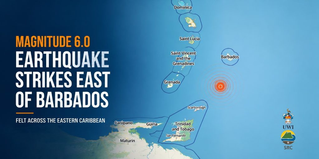 Magnitude 6.0 Earthquake Strikes East of Barbados, Felt Across Eastern Caribbean